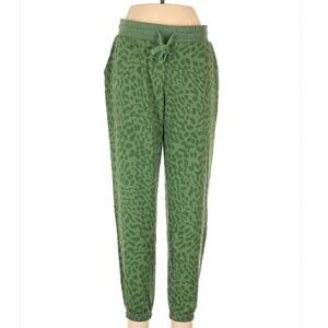 Adrienne Vittadini Sport Green Cheetah Print Joggers